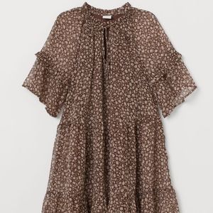 H&M Brown Tiered Chiffon Dress